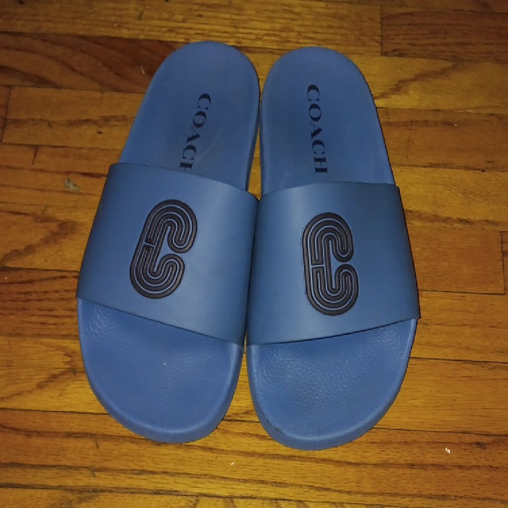 Coach Navy Slide Sandals
